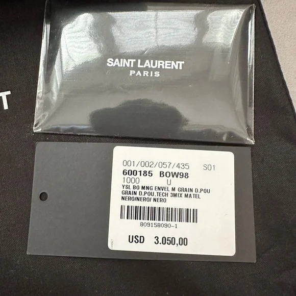 🌟SOLD🌟 NWT YSL Triquilt Black Envelope Bag - Picture 8 of 13